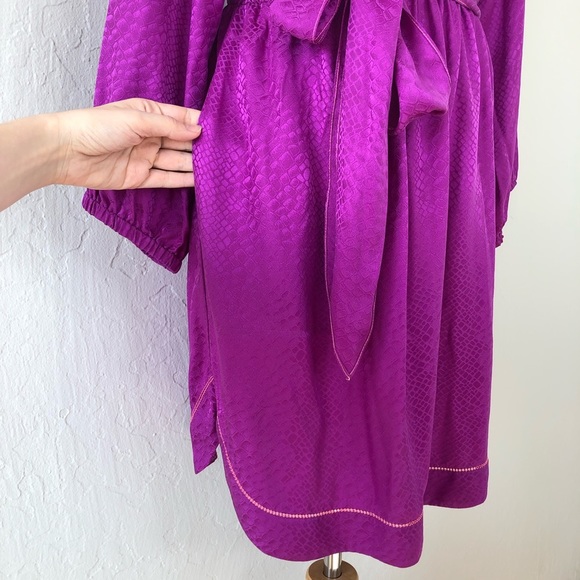 Rebecca Taylor Snakeskin Jacquard Silk Belted Dress - Picture 4 of 9